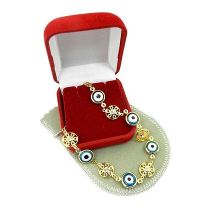 Imagem de Pulseira Feminina 16/20Cm + Olho Grego Folheado Ouro Pl502