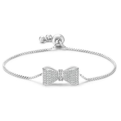 Imagem de Pulseira Feminina Ajustável Com Laço De Zircônia E Cristais  Joia De Festa Moderna Com Zircônias