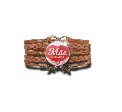 Imagem de Pulseira Feminina Ajustável "Mãe eu te amo" Dia das Mães Aniversário etc