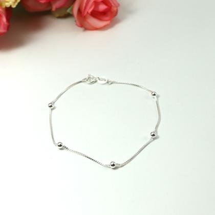 Imagem de Pulseira Feminina Bolinha Prata Legitima 925