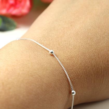 Imagem de Pulseira Feminina Bolinha Prata Legitima 925