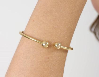 Imagem de Pulseira Feminina Bracelete De Ouro 18k Modelo Prego Bola