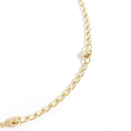 Imagem de Pulseira Feminina de Corrente Gourmet com 5 Bolinhas Pequenas - Banhada a Ouro 18k