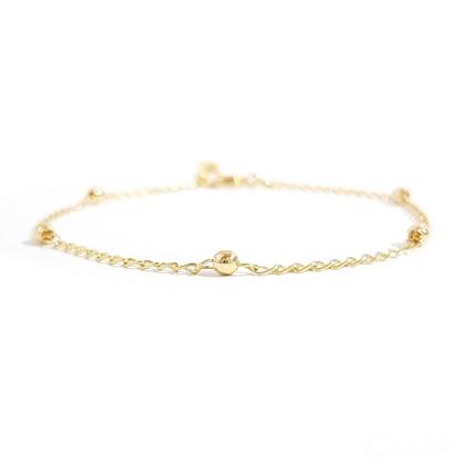 Imagem de Pulseira Feminina de Corrente Gourmet com 5 Bolinhas Pequenas - Banhada a Ouro 18k