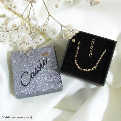 Imagem de Pulseira Feminina de Corrente Gourmet com 5 Bolinhas Pequenas - Banhada a Ouro 18k