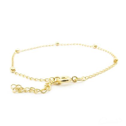 Imagem de Pulseira Feminina de Corrente Gourmet com 5 Bolinhas Pequenas - Banhada a Ouro 18k