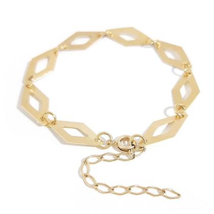 Imagem de Pulseira Feminina de Losangos Vazados Banhada a Ouro 18k