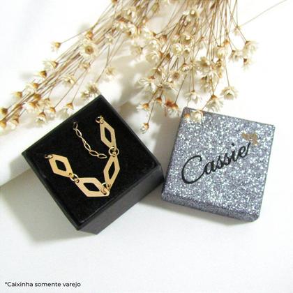 Imagem de Pulseira Feminina de Losangos Vazados Banhada a Ouro 18k