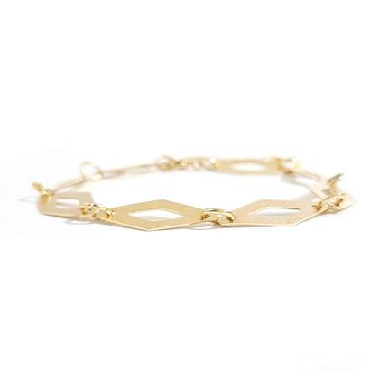 Imagem de Pulseira Feminina de Losangos Vazados Banhada a Ouro 18k