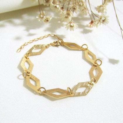 Imagem de Pulseira Feminina de Losangos Vazados Banhada a Ouro 18k