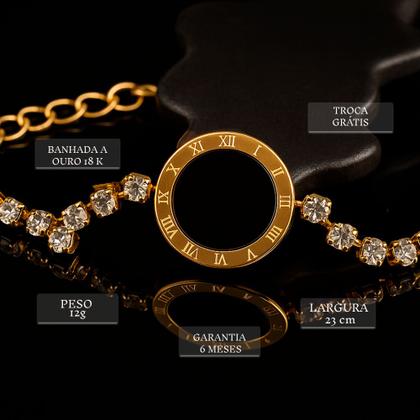 Imagem de Pulseira Feminina Oremte Luxo Rivieira Zircônia Ice