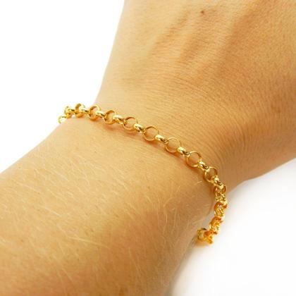 Imagem de Pulseira Feminina Ouro 18k Portuguesa Elo Português 4,40mm Fecho Bóia