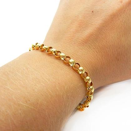 Imagem de Pulseira Feminina Ouro 18k Portuguesa Elo Português 5mm Fecho Bóia