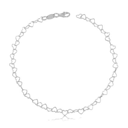 Imagem de Pulseira Feminina prata 925 Coração 18cm Banhada Delicada