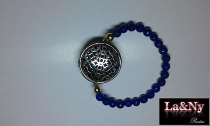 Imagem de Pulseira Feminina Prata Turca 925 Fio Silicone Azul