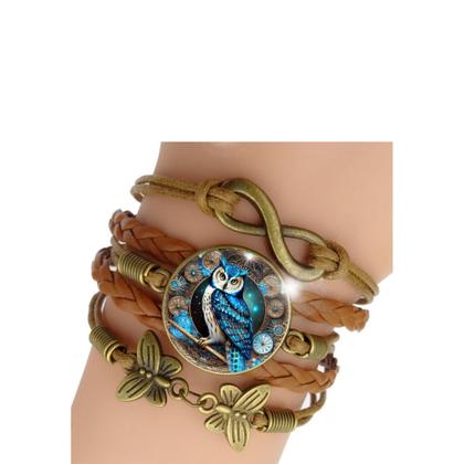 Imagem de Pulseira Feminina Sábia Coruja do Tempo Ajustável