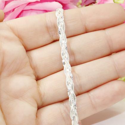 Imagem de Pulseira Feminina Trançada Italiana 3 Fios Mista Em Prata925