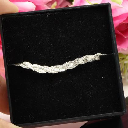 Imagem de Pulseira Feminina Trançada Italiana 3 Fios Mista Em Prata925