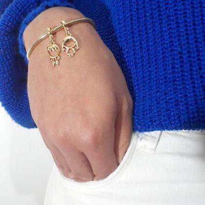 Imagem de Pulseira Filhos Casal Banhado a Ouro 18k