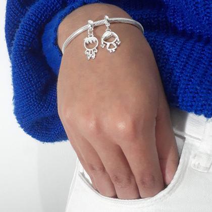 Imagem de Pulseira Filhos Casal Banhado a Prata 925
