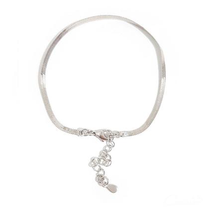 Imagem de Pulseira Fita Ródio Feminina com Extensor - Semijoia Hipoalergênica