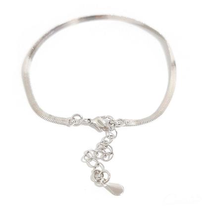 Imagem de Pulseira Fita Ródio Feminina com Extensor - Semijoia Hipoalergênica