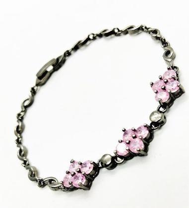 Imagem de Pulseira Flores De Zirconias Em Banho De Ródio Negro 3036