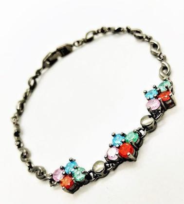 Imagem de Pulseira Flores De Zirconias Em Banho De Ródio Negro 3036