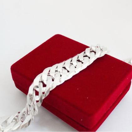 Imagem de Pulseira Groumet Duplo 17mm Fecho Gaveta Em Prata 925