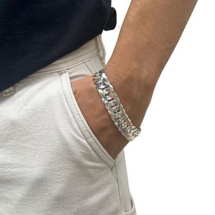 Imagem de Pulseira Groumet Duplo 17mm Fecho Gaveta Em Prata 925