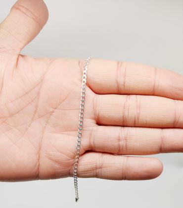 Imagem de Pulseira Grumet 3mm Italiana 20cm Masculina De Prata 925 Maciça