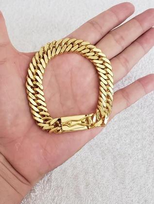 Imagem de Pulseira Grumet Lacraia 13Mm Banhado A Ouro 18K Elos Duplos