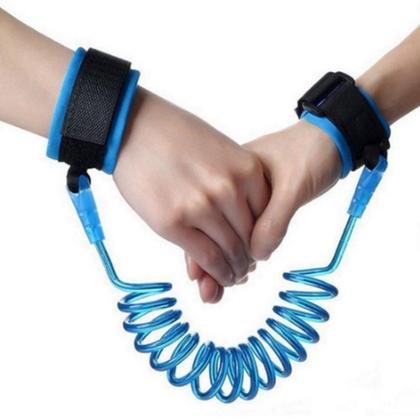 Imagem de Pulseira guia infantil anti perda crianca controle seguranca cordao passeio mercado shopping menino azul tranquilidade p