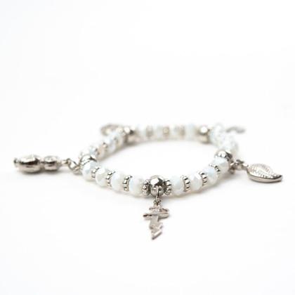 Imagem de Pulseira Iansã Penduricalhos Branco Balé Cristal e Silicone