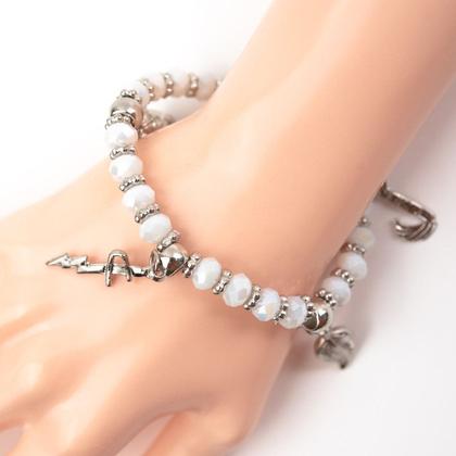 Imagem de Pulseira Iansã Penduricalhos Branco Balé Cristal e Silicone