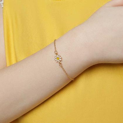Imagem de Pulseira Infantil Banhado Ouro Flor Margarida Rommanel 551741