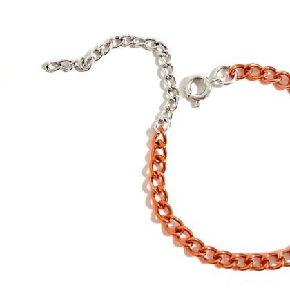 Imagem de Pulseira Infantil Laranja com Extensor Banhada a Ródio