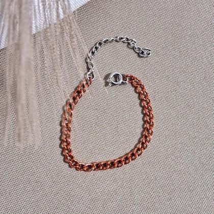 Imagem de Pulseira Infantil Laranja com Extensor Banhada a Ródio