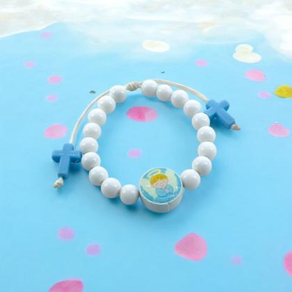 Imagem de Pulseira Infantil Menino Anjo da Guarda Resina Branca