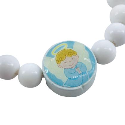 Imagem de Pulseira Infantil Menino Anjo da Guarda Resina Branca