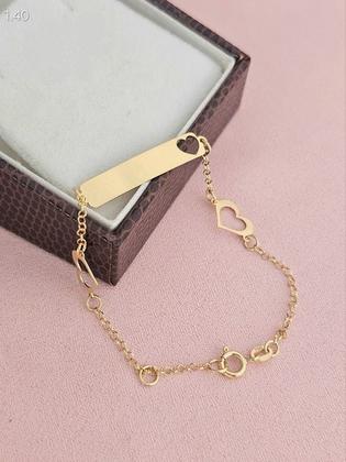 Imagem de Pulseira Infantil Portuguesa Coração Ouro 18K - 1.40