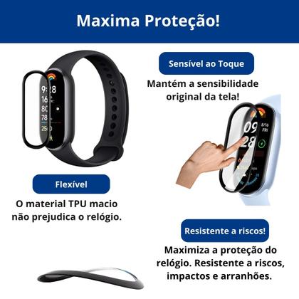 Imagem de Pulseira inox flexível não desbota + película para Mi Band 8