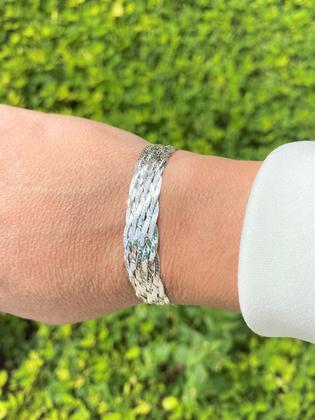 Imagem de Pulseira Italiana Trançada 8 Fios Em Prata 925