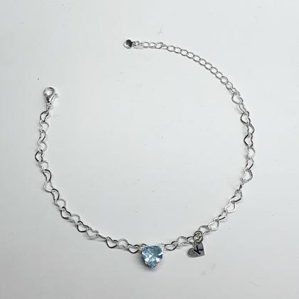Imagem de Pulseira Madrinha Azul Folheada Prata Almofada,Inicial