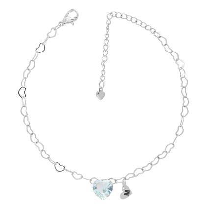 Imagem de Pulseira Madrinha Azul Folheada Prata Almofada,Inicial