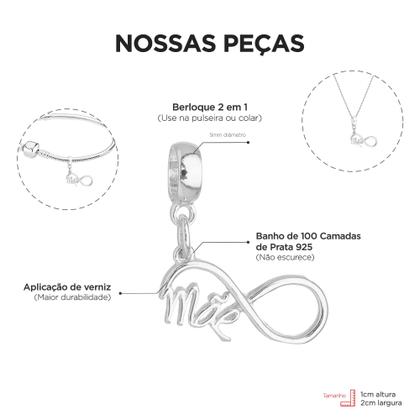 Imagem de Pulseira Mãe e Filha Berloque Banhado a Prata 925
