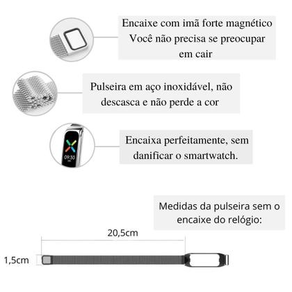 Imagem de Pulseira Mágnetica De Aço Inox Loop Para Galaxy Fit2 R220