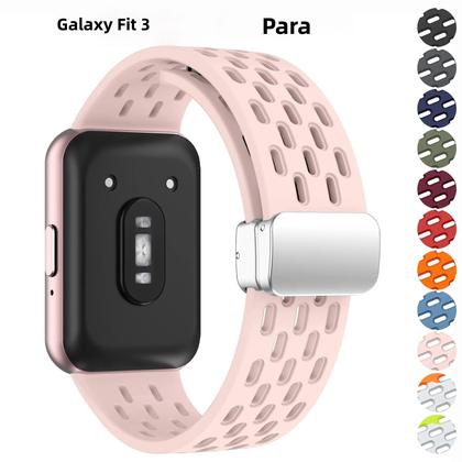 Imagem de Pulseira Magnética Samsung Galaxy Fit 3 Com Fivela De Metal E Faixa De Silicone Respirável