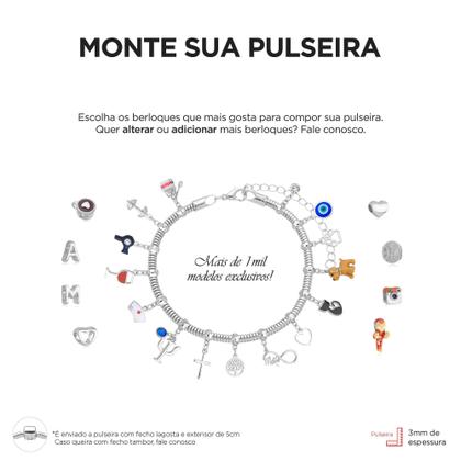 Imagem de Pulseira Maquiadora Berloque Banhado a Prata 925