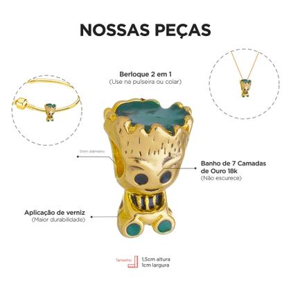 Imagem de Pulseira Marvel Berloque Banhado a Ouro 18k 2